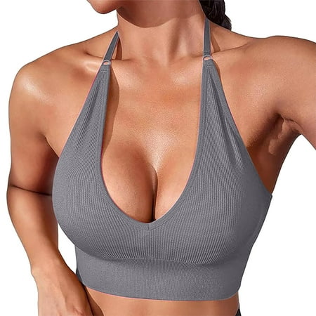 Clearance! Weikingp Bras for Women Women S Solid Color Thin Belt Thin Elastic Casual Bottom Bra Yoga Underwear Plus Size Lingerie Sports Bras for Women Gray M