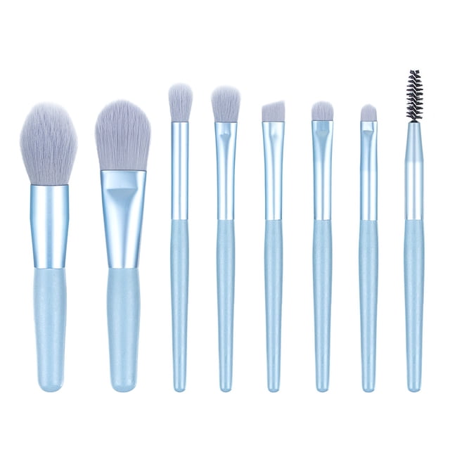 CTIRCHIU 8pcs Makeup Brushes Kit Matte Wooden Handle Cosmetics Brush Set Bristles Powder Brush (Light Blue)