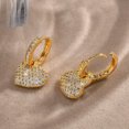 thumbnail image 3 of 18K Gold Plating Women's Copper Love Heart Earrings Engagement Cubic Zircon Ear, 3 of 6