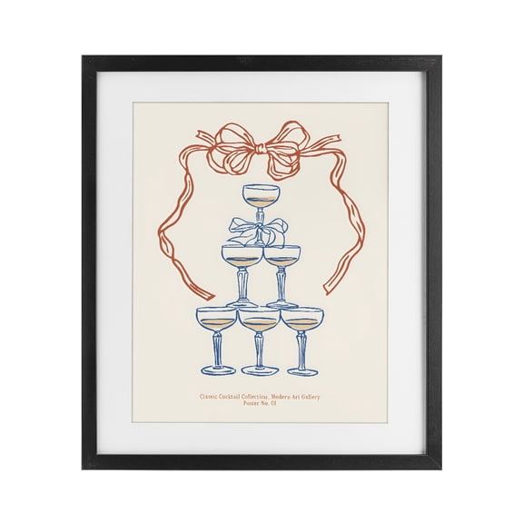 Stupell Industries Mid-Century Classic Cocktail Tower Black Framed Print Under Glass, 13 x 16, by The Prints Vibe
