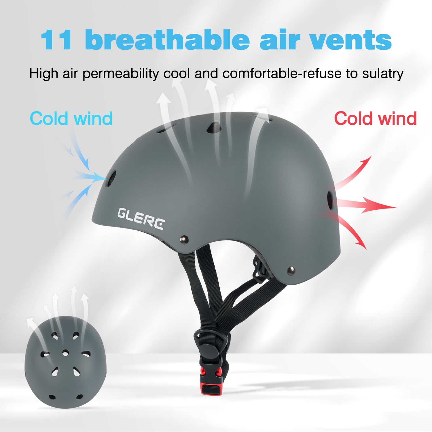 Glerc Kids Helmet for 3-8 Years Old Child and Toddler, S Size Gray