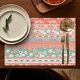 thumbnail image 4 of Pink Pioneer Flower Striped Pattern Summer Placemats Table Placemats Set Of 6-Linen Kitchen Washable Placemats Table Mats 11.8"x17.7" Non-Slip Heat Resistant, 4 of 5