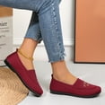 thumbnail image 3 of Gpaecead Women's Embroidered Knit Flat Loafers Slip On Cushioned Lightweight Non Slip Shoes For Commute And Comfort, Red, 3 of 5