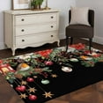 thumbnail image 5 of Black Christmas Area Rug 3x5 Washable Rug Non Slip Xams Tree Winter Poinsettia Pine Cones Large Area Rug Indoor Floor Carpet for Entryway Bedroom Kitchen Living Room Home Office Dining Room Nursery, 5 of 8