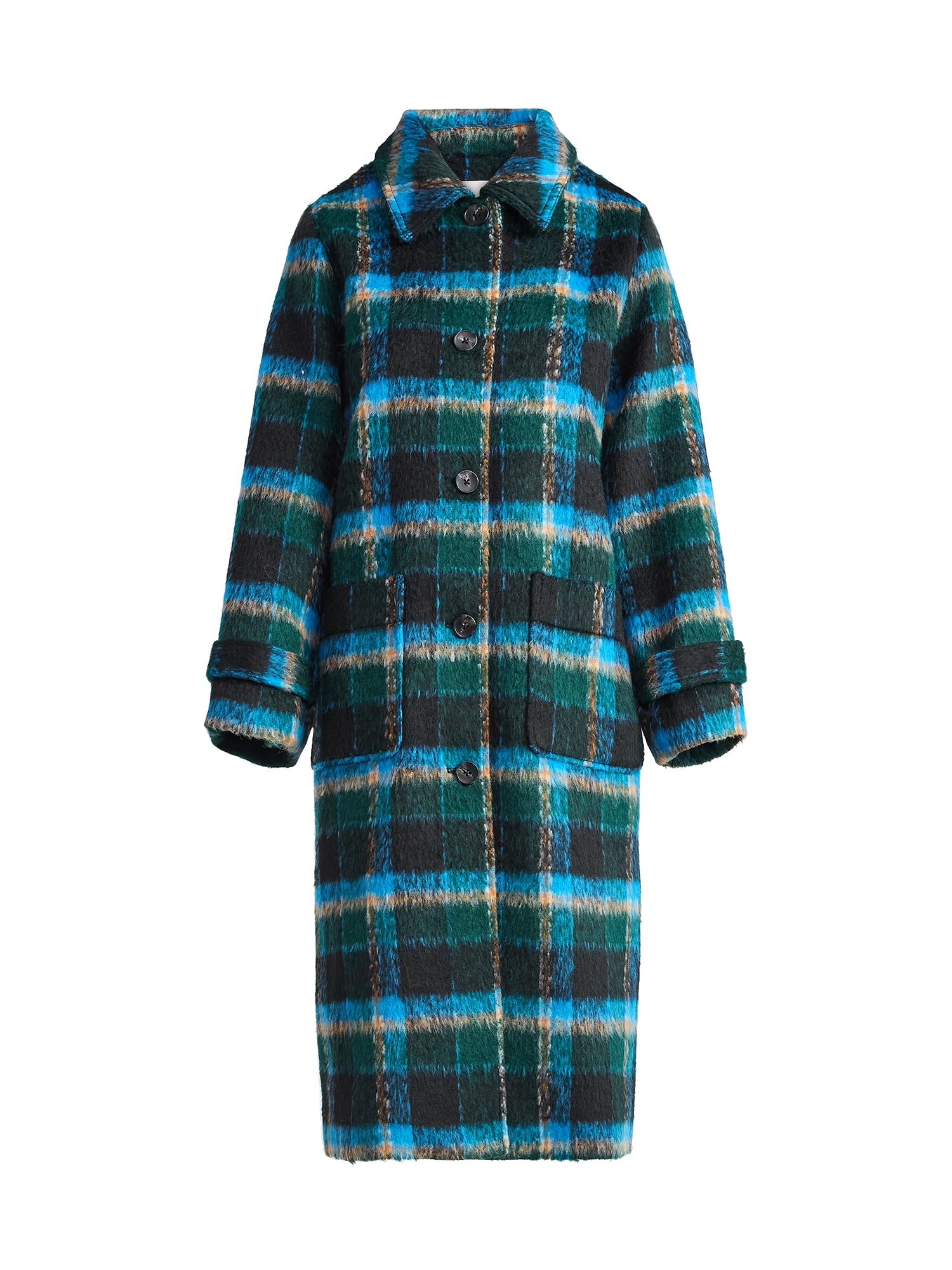 【Checked Pattern Wool Blend Coat Sサイズ Free Assembly Women's and Women's Plus Long Wool Blend Coat