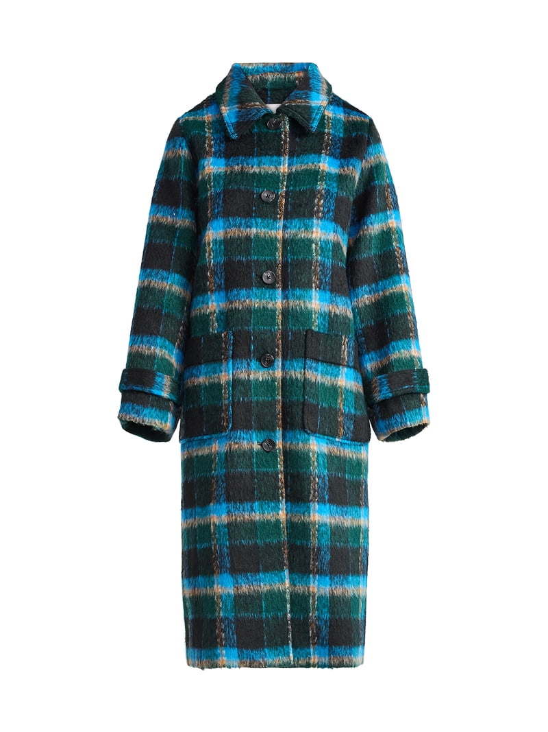 Free Assembly Women's and Women's Plus Long Wool Blend Coat, Sizes