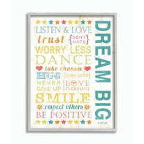 Stupell Industries Dream Big Typography Graphic Art Gray Framed Art Print Wall Art, 16x20, by Jennifer Pugh