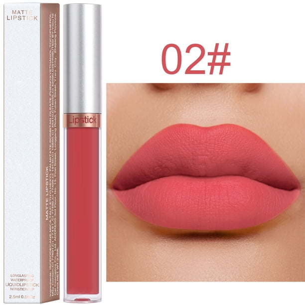 Lápiz labial mate de 18 colores, brillo labial antiadherente, de larga duración, 2,5 ml.