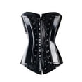 thumbnail image 5 of LELINTA Black PVC Leather Steampunk Gothic Wasit Cincher Trainer Overbust Corset Bustier Girdle for Women, 5 of 8