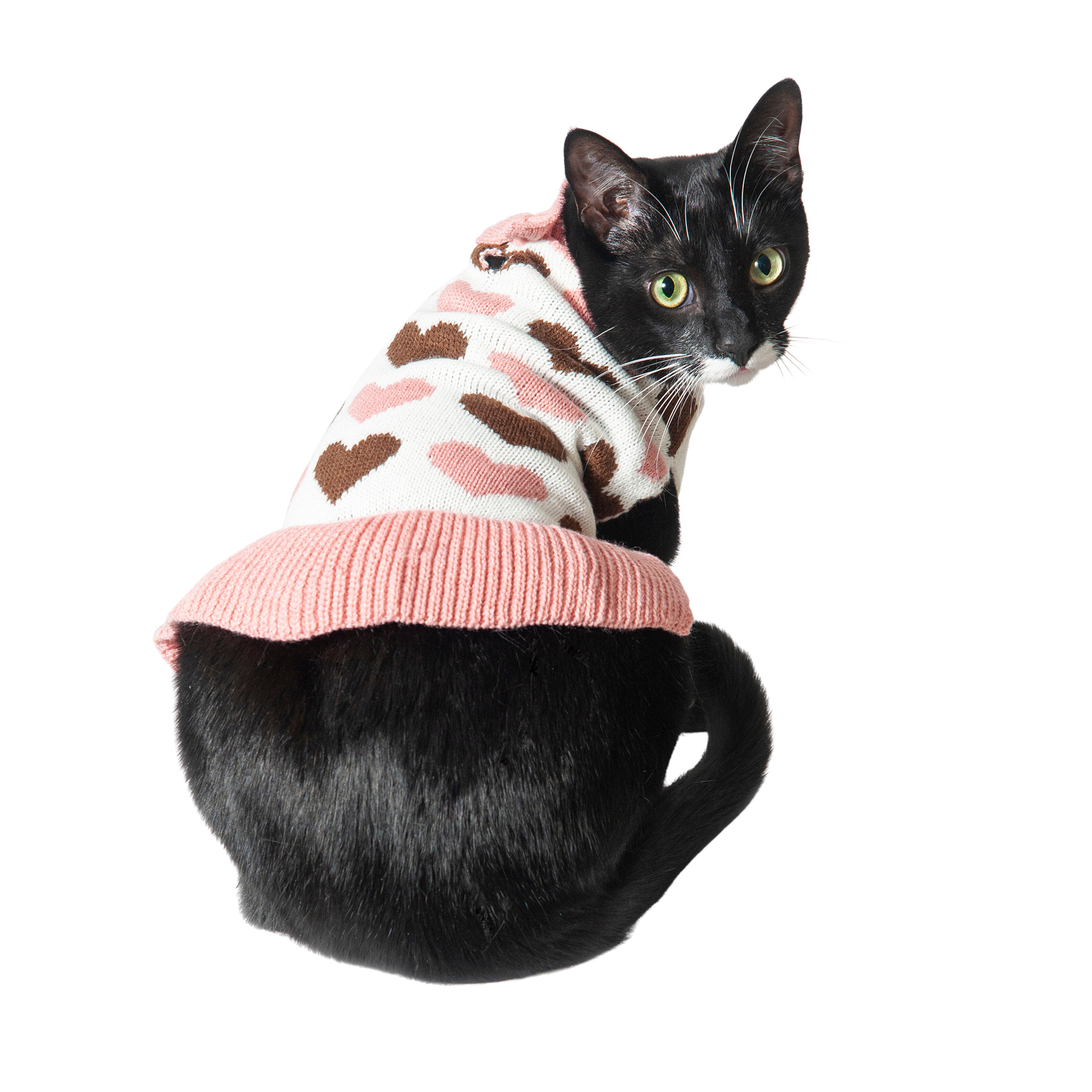 Vibrant Life Winter Dog and Cat Clothes Pink Hearts Sweater, Small