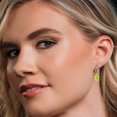 thumbnail image 4 of Gem Stone King 925 Silver and 10K Yellow Gold Yellow Lemon Quartz and White Lab Grown Diamond Drop Dangle Earrings for Women | 4.19 Cttw | Gemstone Birthstone | Oval 10X8MM, 4 of 6