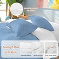 thumbnail image 2 of 3 Piece Blue Burlap Texture Duvet Cover Set Twin Size, Microfiber Comforter/Quilt Cover with Corner Ties and 2 Pillowcases, Farmhouse Vintage Blue All Season Soft Bedding with Zipper Closure, 2 of 8