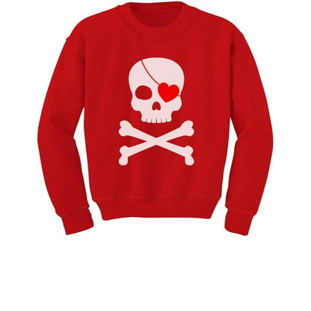 

Tstars - Pirate Skull & heart Valentine s Day Toddler/Kids Sweatshirt 5T Red