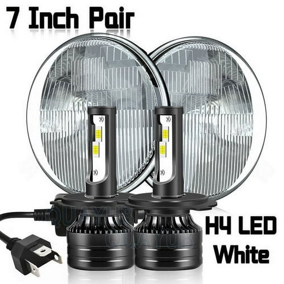 H6024 Head Light Glass Housing Lamp Classic Conversion Chrome 7" Round PAIR (B)