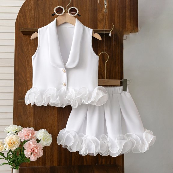 Girls Gown Casual Large Joyful Summer for Girls Floral Princess Skirt Sporty Outdoor Breathable Dress Set
