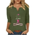 thumbnail image 2 of Abomasnow Breast Cancer Shirts for Women Heart Pink Ribbon Tshirt Cancer Awareness Tee Tops Casual 3/4 Sleeve V-Neck Pullover Tops on Clearance, 2 of 4