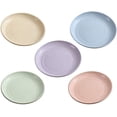 thumbnail image 1 of 5 Pack Wheat Straw 6 Inch Plates, Small Dinner Plates, Round Dishes with Raised Edge, Reusable Salad Plates Set, Unbreakable Appetizer Dessert Serving Plates for Party (Assorted Colors), 1 of 6