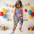 thumbnail image 2 of Kids Girl Sleeveless Romper Jumpsuit Easter Bunny Watercolor Print Harem Pants Soft Stretchy,Size 5 T, 2 of 7