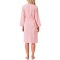 thumbnail image 3 of INSPIRE CHIC Womens 100% Cotton Robe Long Sleeve V-Neck Loungewear Soft Lightweight Spa Long Bathrobe with Pockets S Pink, 3 of 5