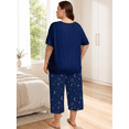 thumbnail image 5 of FEREMO Women Plus Size Pajamas Set Short Sleeve Prints Pjs Sets Sleepwear 2 Piece Loungewear Capri Pants with Pockets, 5 of 8