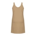 thumbnail image 5 of VEKDONE Womens Summer Mini Dresses Sleeveless V Neck Sundresses Casual Llightweight Solid Color Beach Dress for Vacation Party Khaki L, 5 of 6