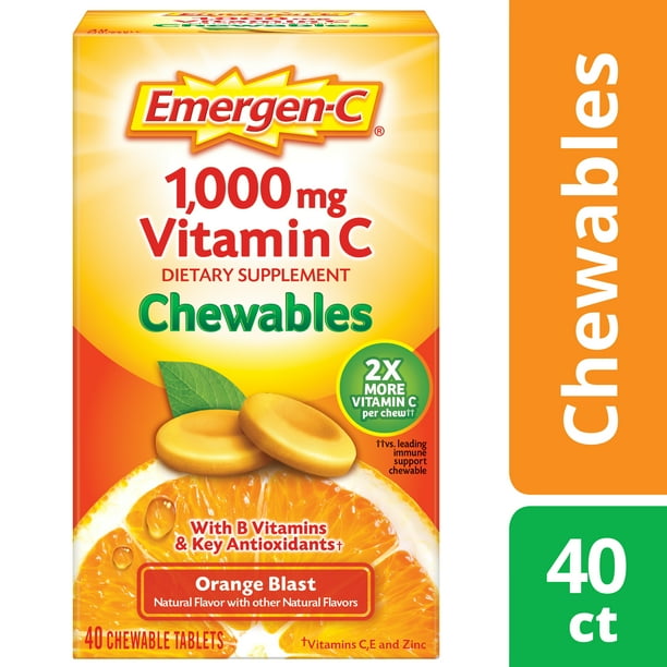 EmergenC Chewables (40 Ct, Orange Blast Flavor) With Vitamin C