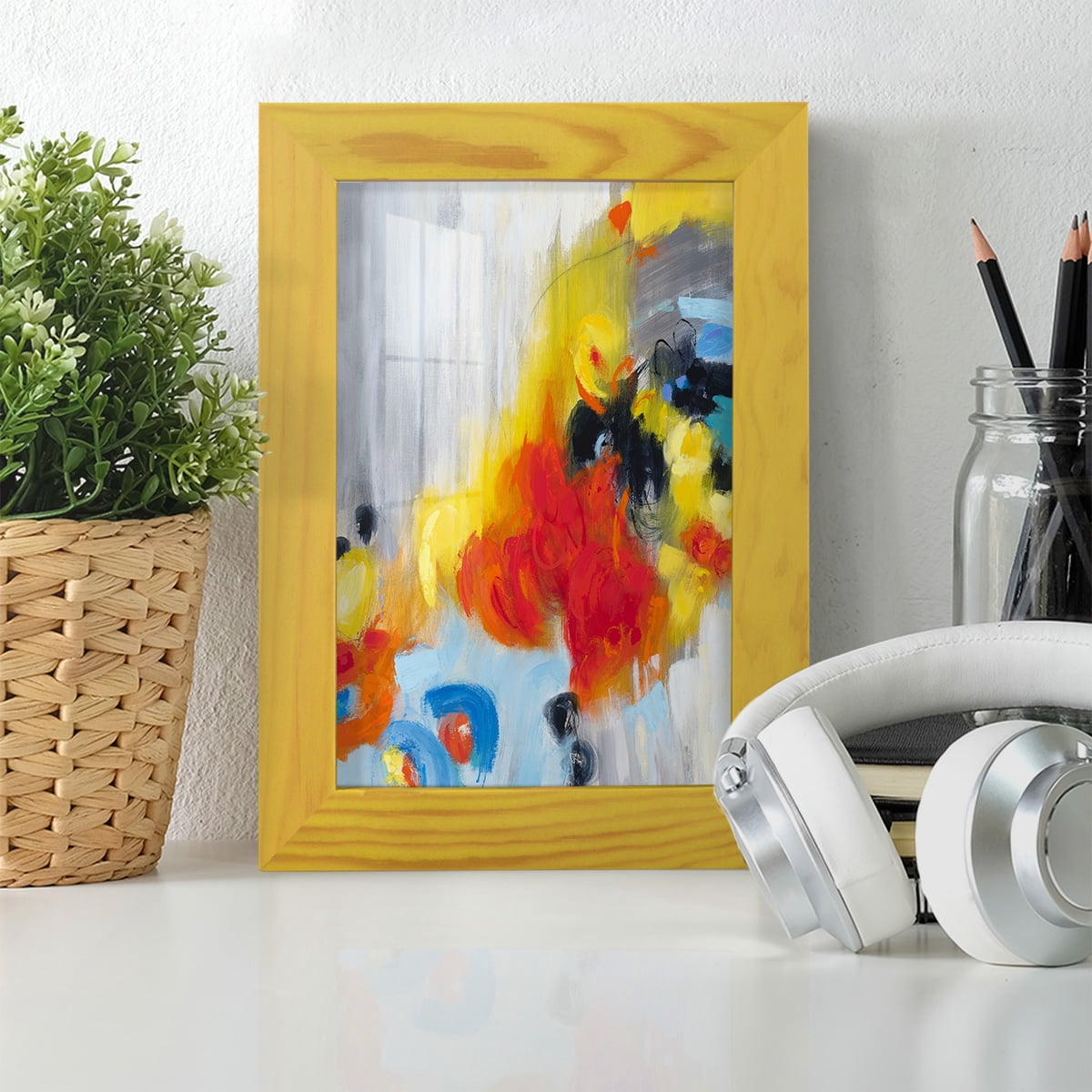 In the Loop I -Framed Print w/glass-Sunflower Yellow