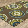 thumbnail image 5 of 2' X 4' Brown and Green Floral Medallion Indoor Outdoor Area Rug, 5 of 5
