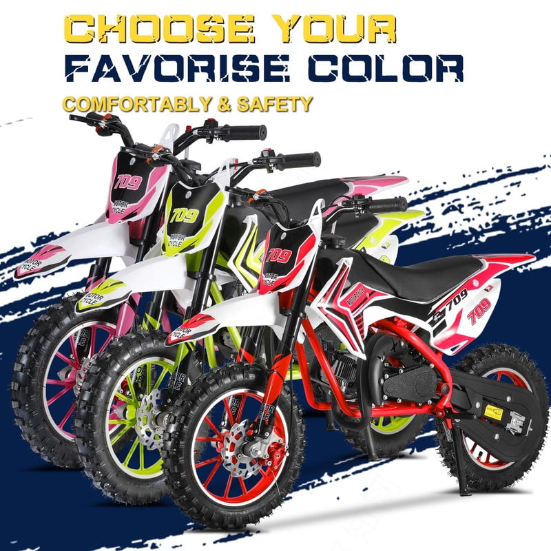 49cc Kids Dirt Bike,2-Stroke Gas Power Motocross Off Road Mini Motorcycle Vehicles Children Pit Bike Pocket Motorbike with Front Rear Disc Brakes Ideal Gifts for Kids Boys Girls Aged 8-14