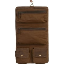 KOMALC Genuine Buffalo Leather Hanging Toiletry Bag Travel Dopp Kit (Distressed Tan)