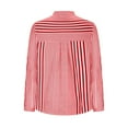 thumbnail image 6 of BangWanChi Long Sleeve Shirts for Women Women's Long Sleeved Striped Printed V-neck Loose T-shirt Top, 6 of 6