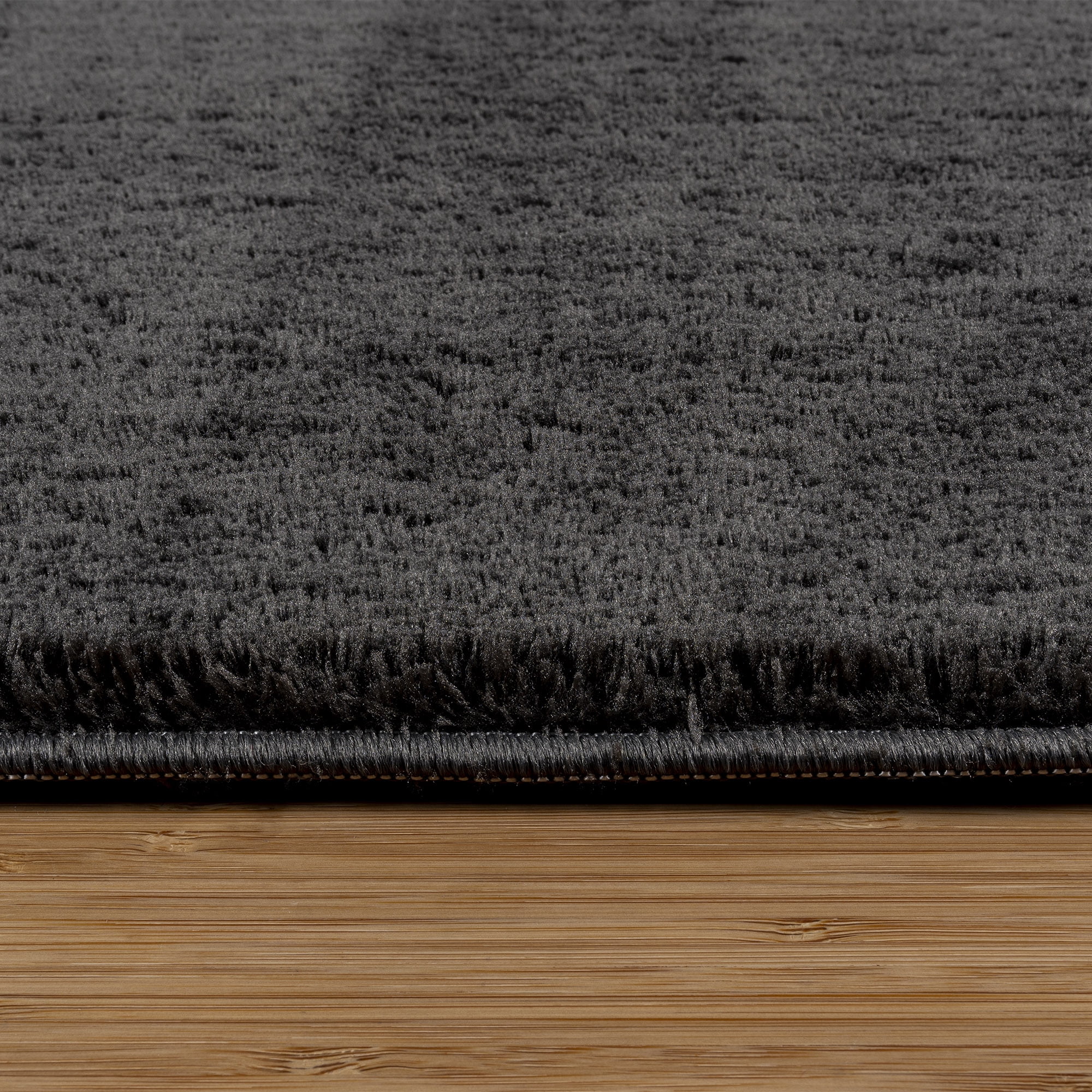 Cadence Tonee Shag Solid Color Charcoal Area Rug, 6x9