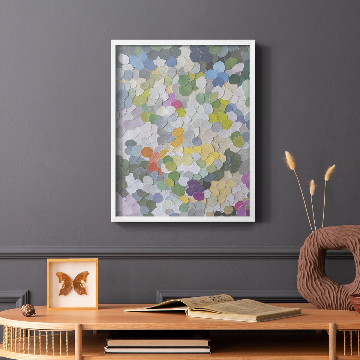 Canne Garden Framed Print in White Solid Wood Framed Print No Nail Hanging