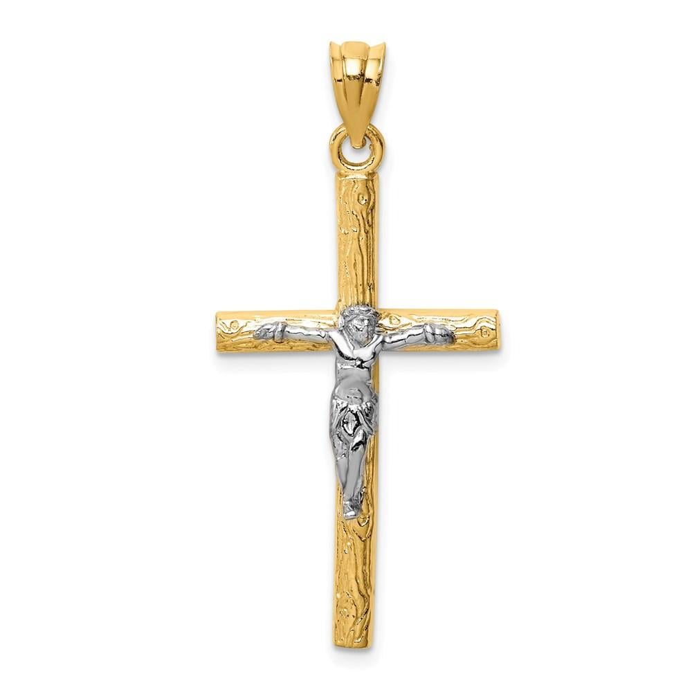 Children's 14k Solid Yellow Gold 14mm x 9mm Youth Children's Crucifix Pendant 