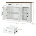 thumbnail image 2 of Homfa 42.5'' Kitchen Buffet Sideboard Cabinet, 3 Drawers Farmhouse Coffee Bar Storage Cabinet with Adjustable Shelf, White, 2 of 10
