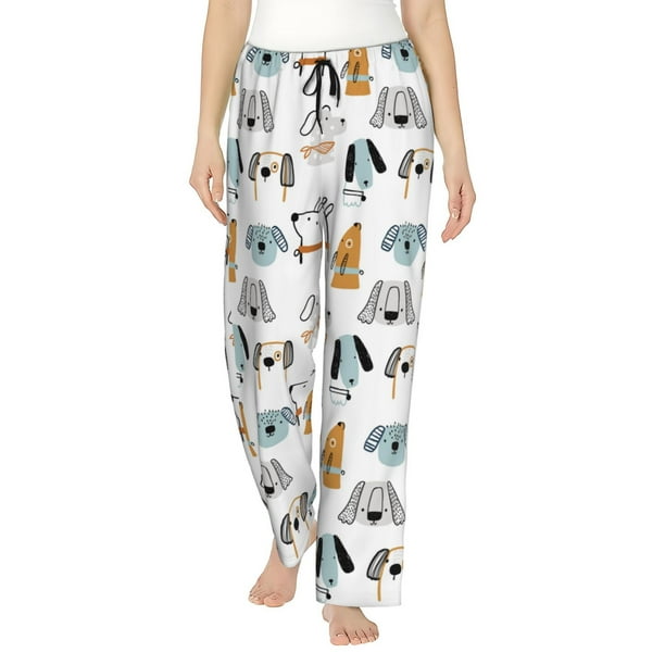 Balery Puppy Pantalones de pijama para mujer, pijamas ultraligeros, pantalones de estar por casa-Large