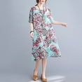 thumbnail image 2 of Vestido Irfora Vestido suelto de mujer Vestido bohemio con estampado floral con bolsillos Manga corta Cuello redondo Vestido de vacaciones informal de verano Verde M Irfora Vestido, 2 of 5