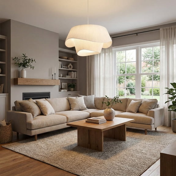 Viaurbe Bohemian Cream Living Room Fabric Pendant Light Makeover Home Decor Lamp