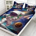 thumbnail image 2 of Kids Cartoon Astronaut Fitted Sheet Set Twin,Galaxy Planets Bed Sheet Set for Boys Girls,Space Theme Cute Astronaut Fitted Sheet with 2 Pillowcases,3Pcs, 2 of 8