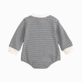 thumbnail image 3 of KPOPLK Newborn Baby Girl Romper Bubble Long Sleeve Little Bean Bodysuit Ovesized Sweatshirt Infant Casual Shirts Top Size 3-6 Months,Dark Blue, 3 of 9