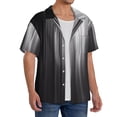thumbnail image 2 of KLL Monochrome Abstract Lines Print Men's Shirt Short Sleeve Button Down Summer Cuba Beach Shirts- Medium, 2 of 5
