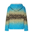 thumbnail image 6 of POTETI Womens Casual Hoodies Long Sleeve Zipper Hooded Sweatshirts Waffle Knit Leopard Pullover Tops, 6 of 7