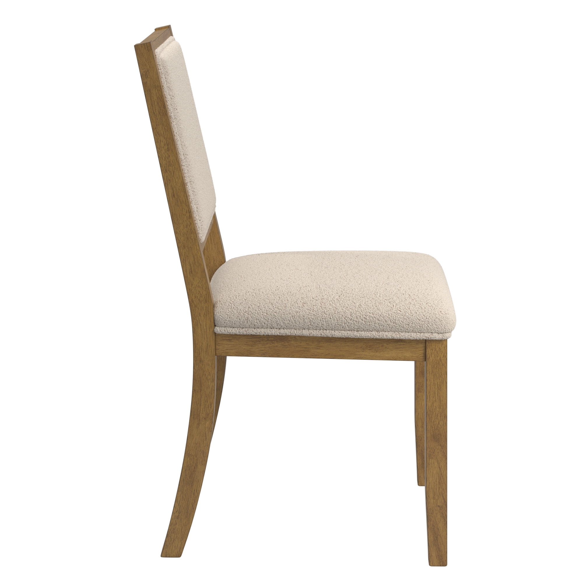 Weston Home Alta Wood Finish Cream Boucle Fabric Dining Chair, Set of 2, Oak Wash