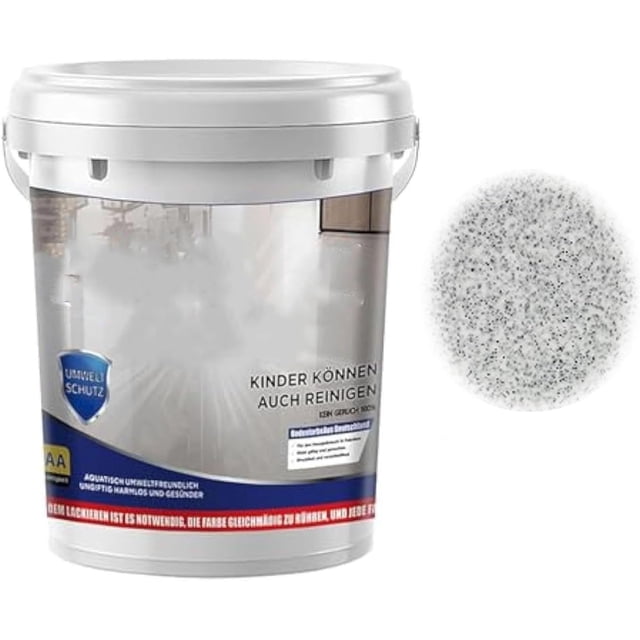 Epoxy Colored Sand Floor Paint, Epoxy Colored Sand Floor Paint 5 Gallon, High Gloss Marble Effect Garage Coating, Non-Slip, Waterproof, Indoor/Outdoor, Concrete, Tiles, Marble (White hemp gray)