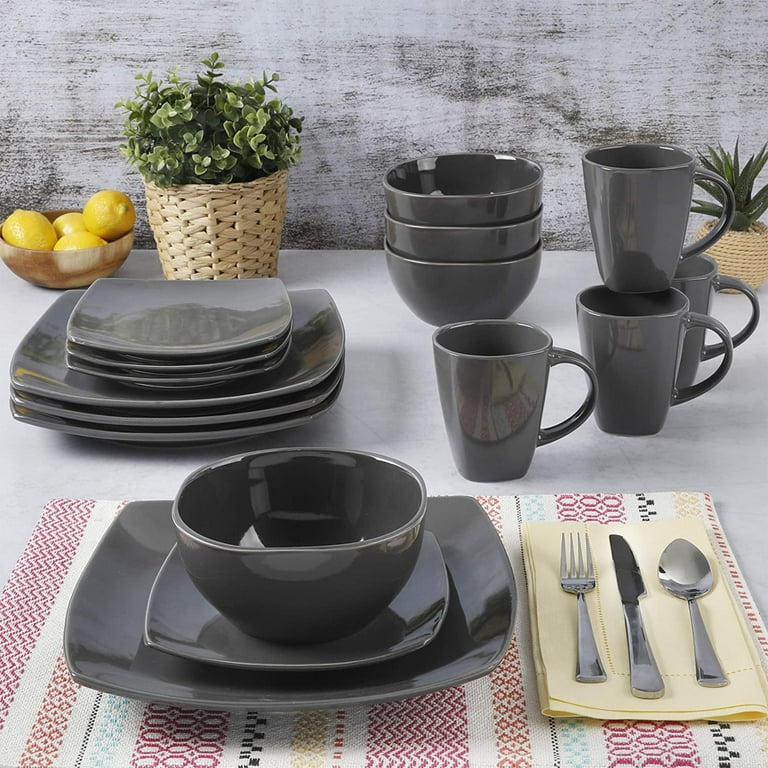Gray square dinnerware sets discount