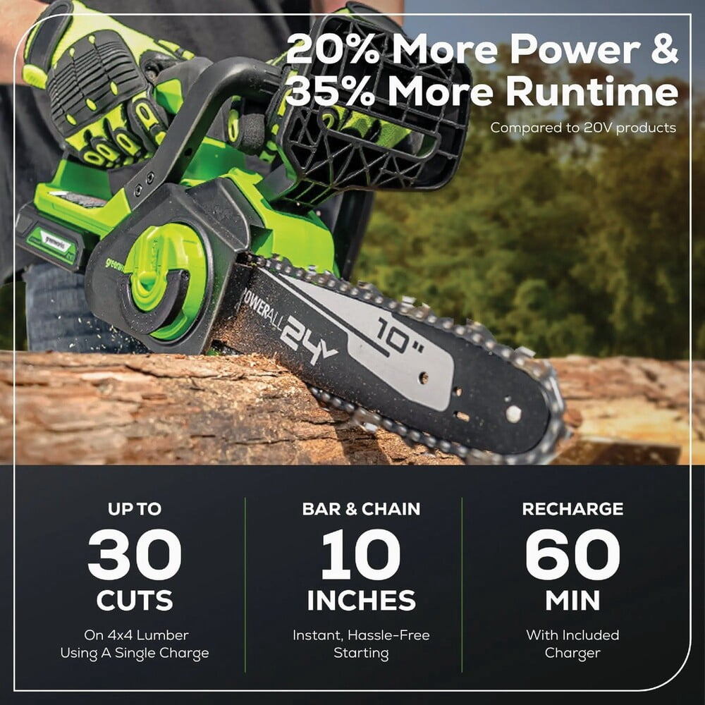 Greenworks Tools Greenworks 24V 10" Cordless Chainsaw Kit