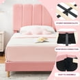 thumbnail image 7 of Twin Bed Frame with Headboard,Velvet Upholstered Platform Bed Frame with Wooden Slats,Noise-Free,No Box Spring Needed,Easy Assembly Pink, 7 of 7