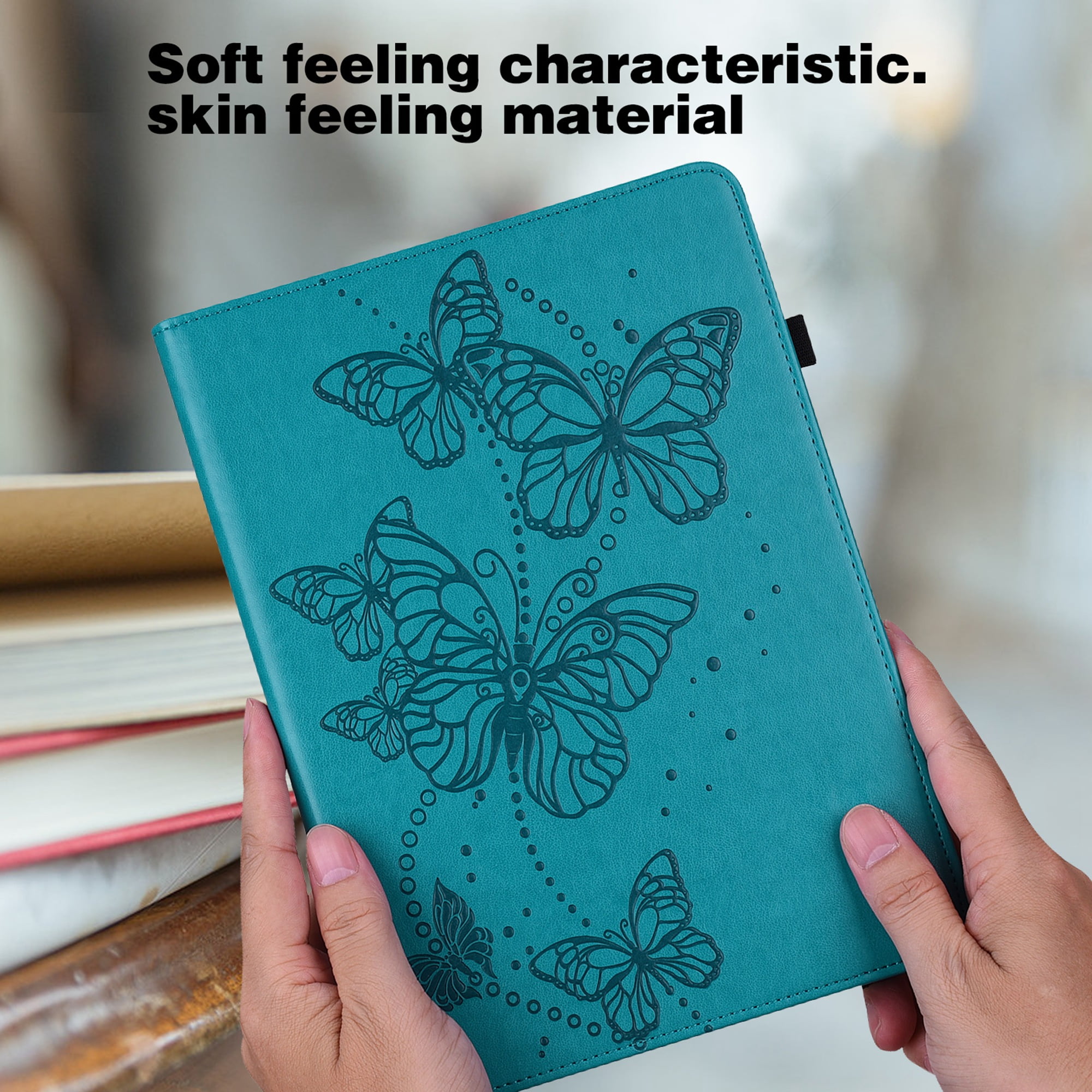 Allytech iPad 10th Gen Case, iPad 10.9" 2022 Case, PU Leather Butterfly Embossed Shockproof Auto Sleep Wake Pencil Holder Kickstand Elastic Band Protective Case Cover for Apple iPad 10th Gen 10.9"