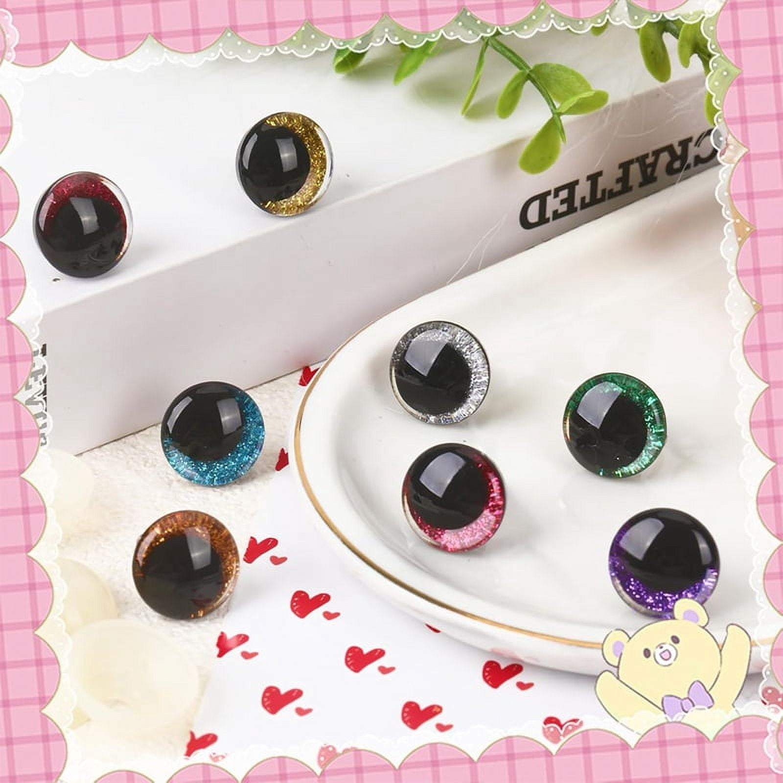 80pcs 25mm 3D Glitter Plastic Safe Eyes with Washers for Stuffed Animal Moon Eyes Craft ma952