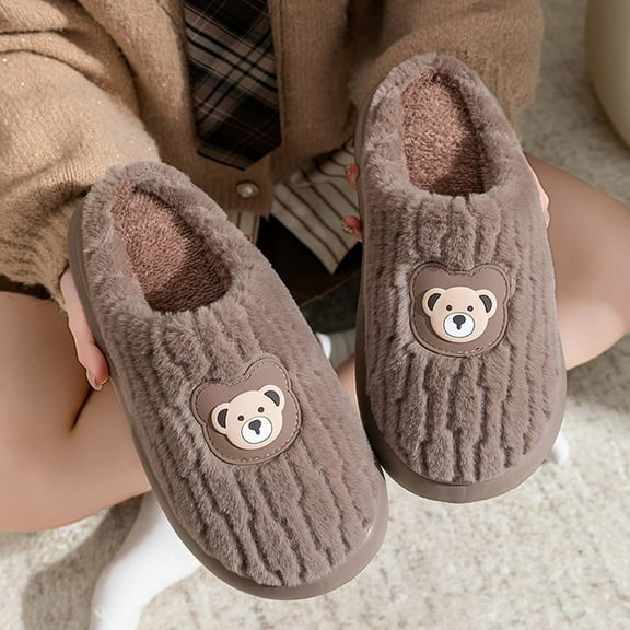 Viluyesy Fuzzy Slippers for Mens, Cozy Plush Soft Sole Slip-On Closed Toe Winter Warm Bedroom House Shoes Coffee